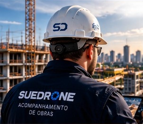 Operador SUEDRONE com tablet na obra